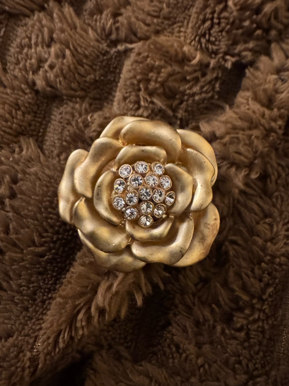 Gold Floral Crystal Ring - Women's Statement Jewelry
